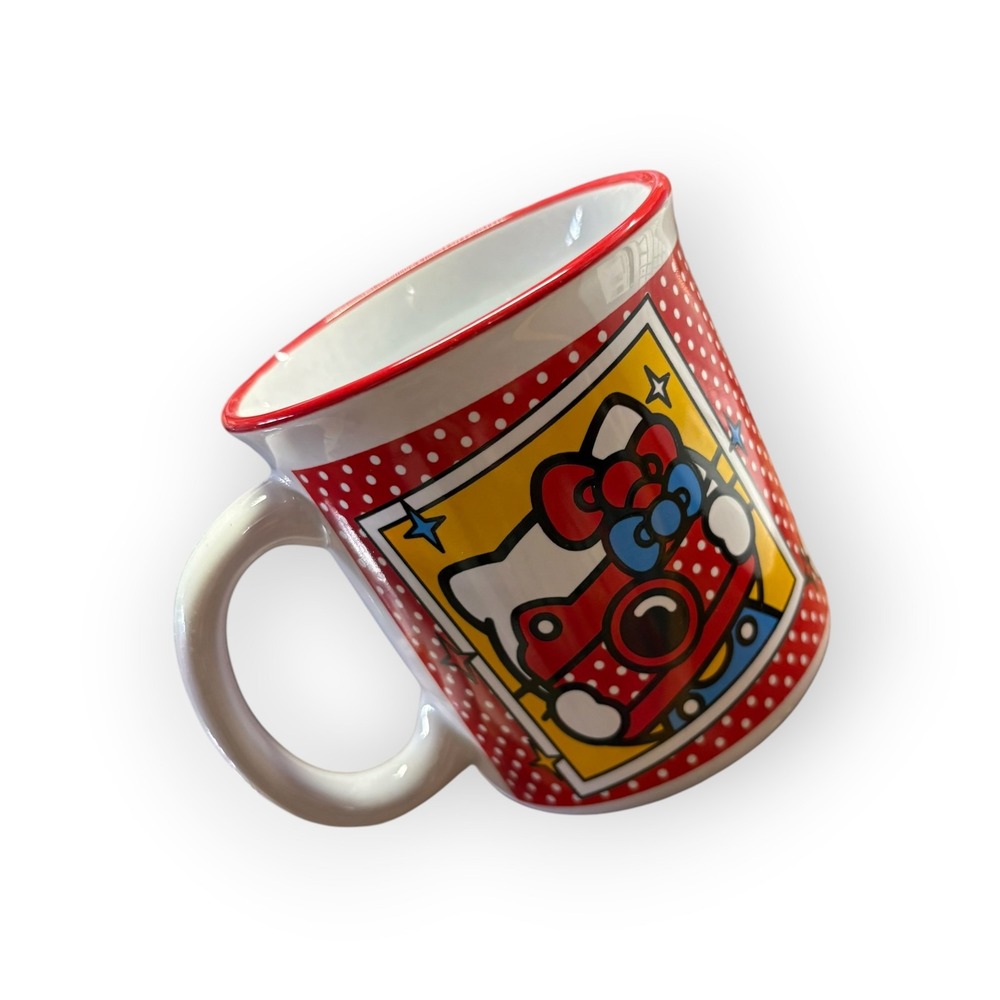 Hello Kitty Galerie Ceramic Coffee Mug Red Polka Dot Rainbow Camera 2022 Sanrio